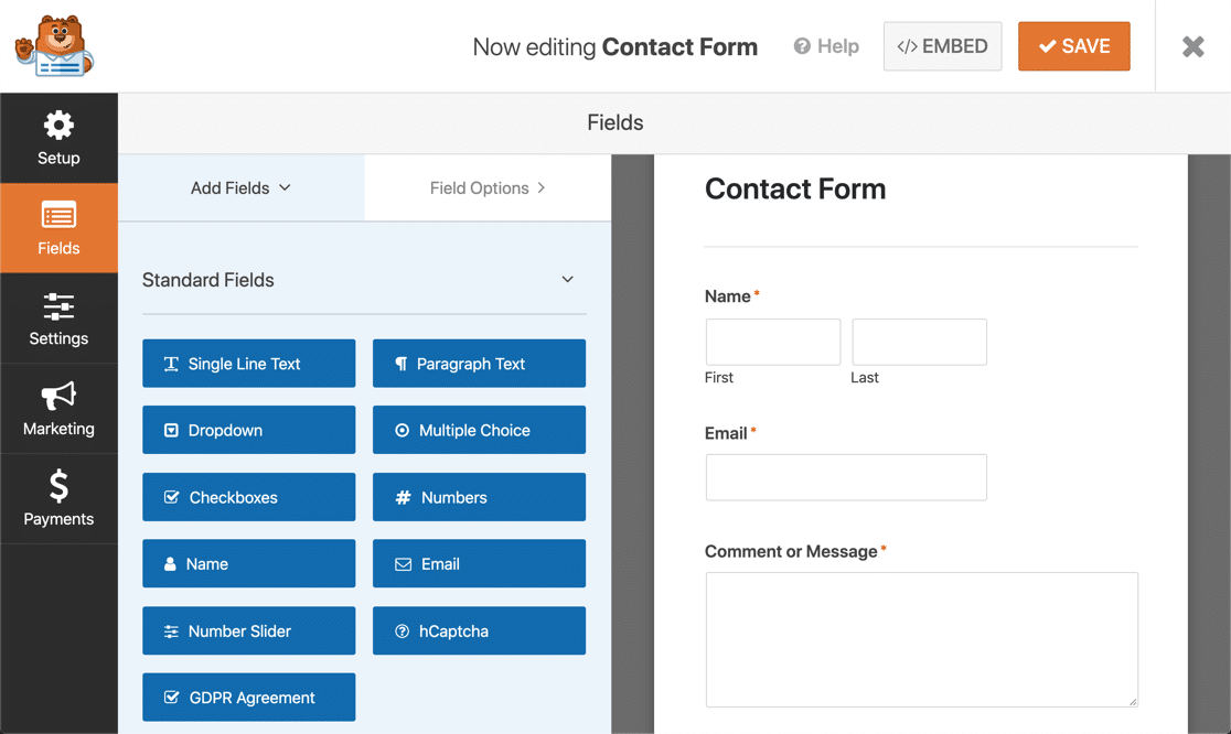 WPForms Lite form builder