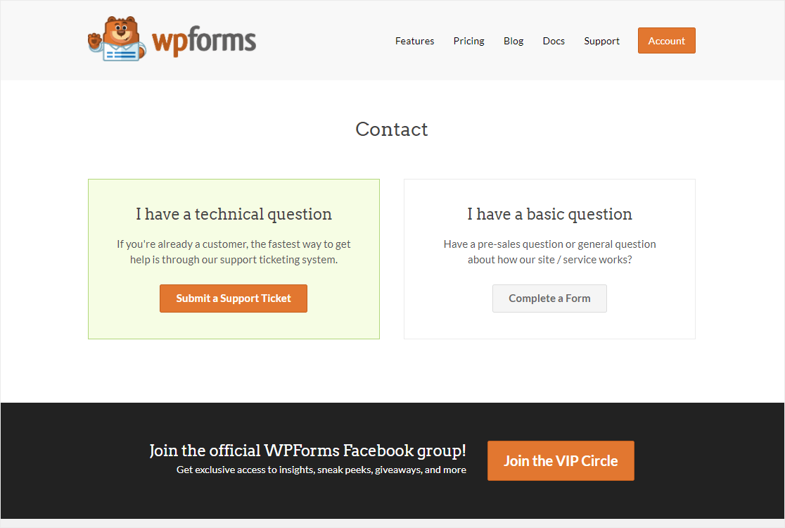 wpforms Kontaktseite