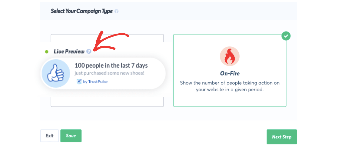 TrustPulse 中的 On Fire 活動