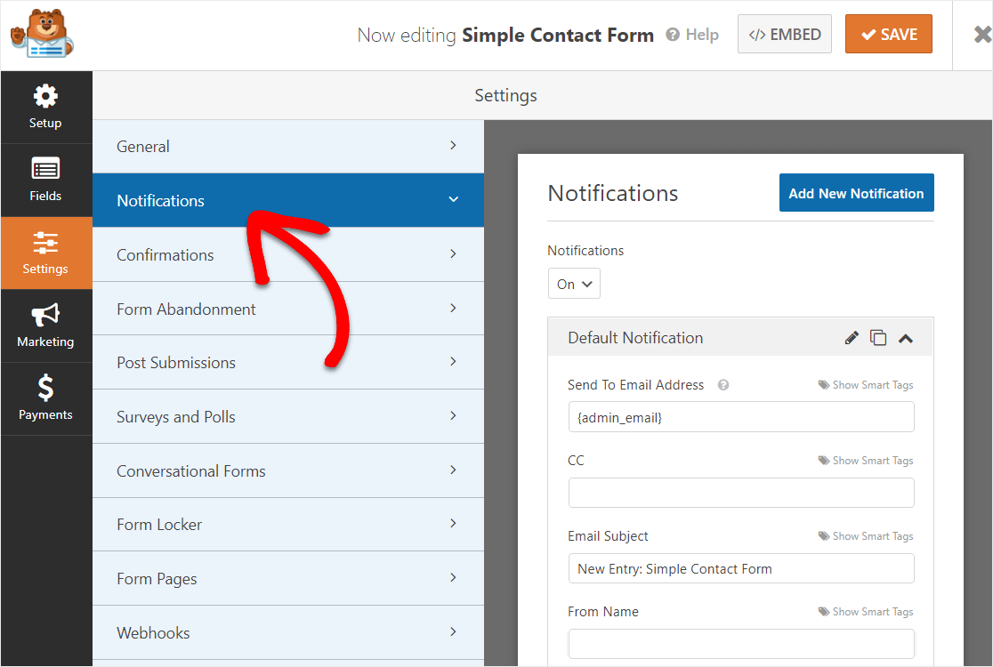 notifications de formulaire de champ wordpress datetimepicker