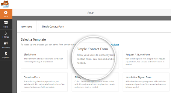 Plantilla de formulario de contacto simple