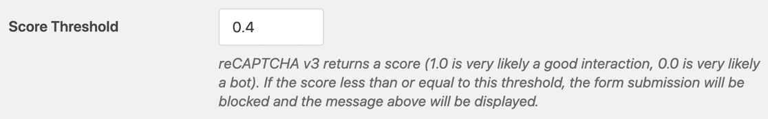 WPForms reCAPTCHA 阈值