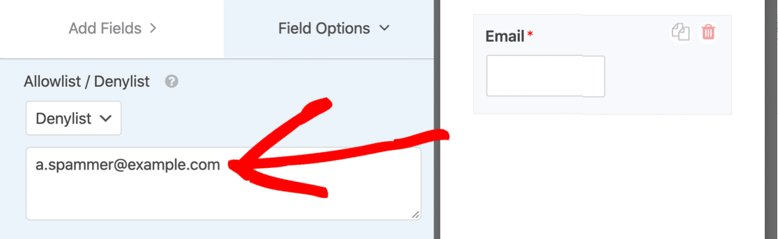 Use o denylist de e-mail WPForms para bloquear e-mails ou domínios