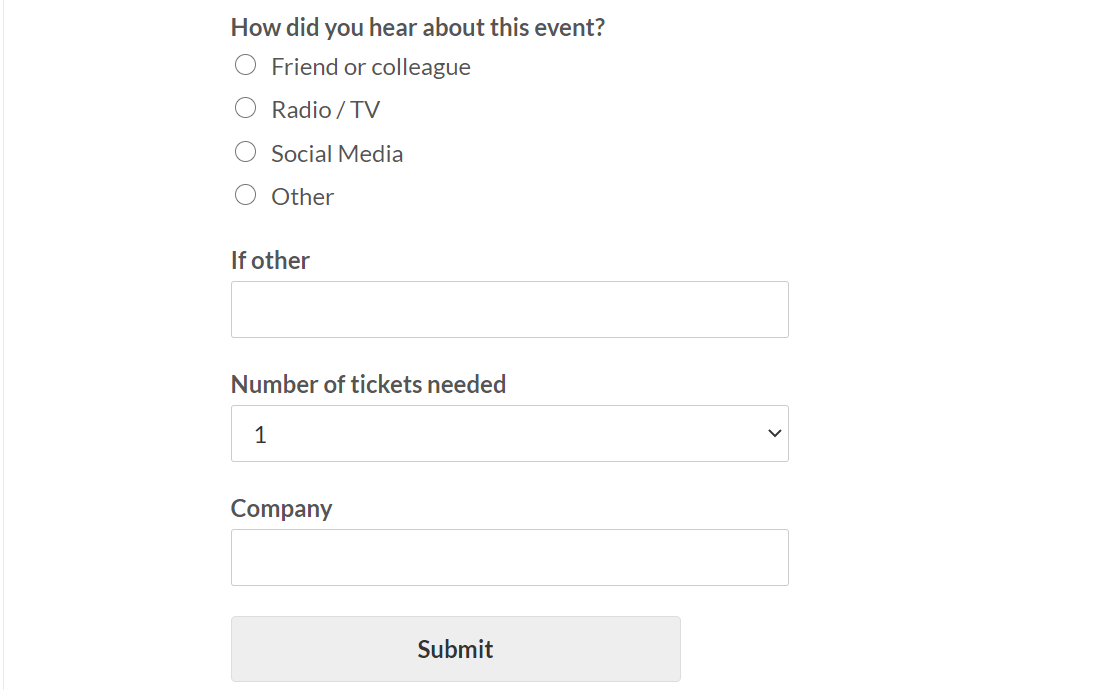 modulo di registrazione all'evento wpforms non profit