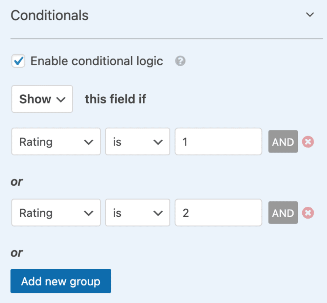 Lógica condicional en WPForms