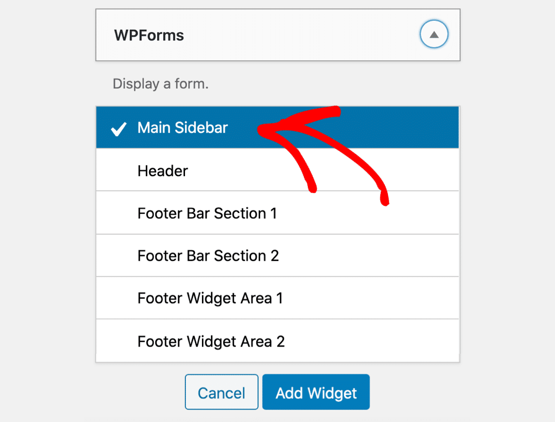 Adicionar widget de formulário de contato do WordPress à barra lateral