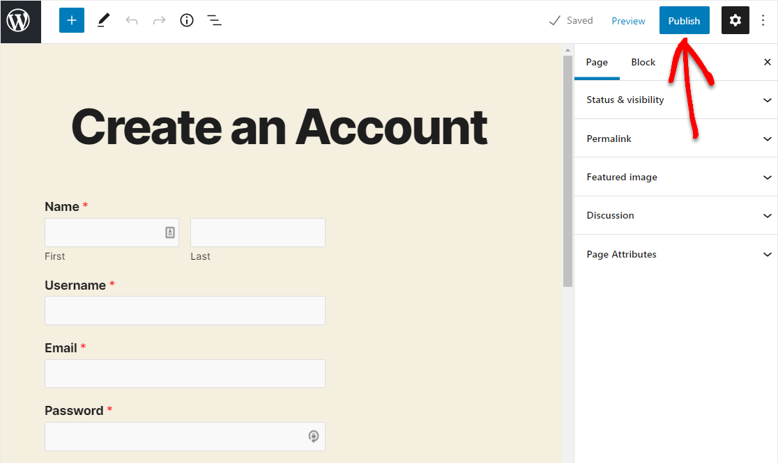 criar uma nova página de login do usuário wordpress