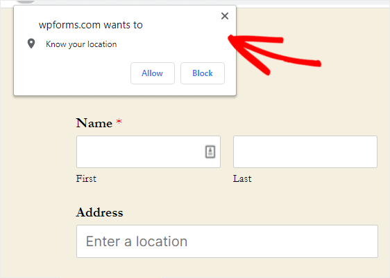 autocomplete detecção de localização w wpforms