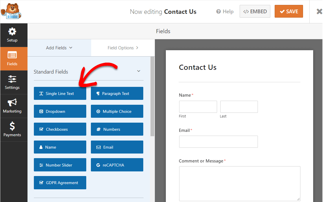 texte sur une seule ligne pour le formulaire de contact avec carte