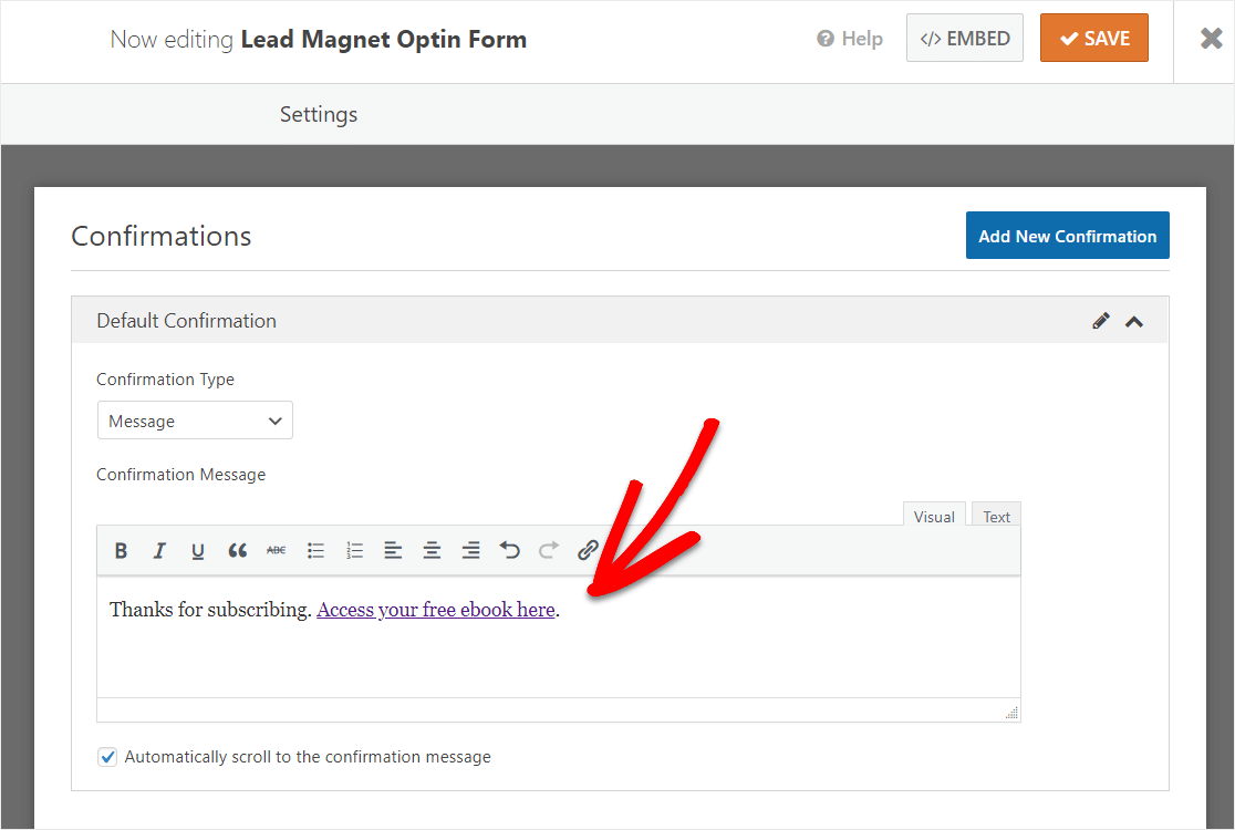 formular de mesaj gratuit de confirmare a magnetului de plumb