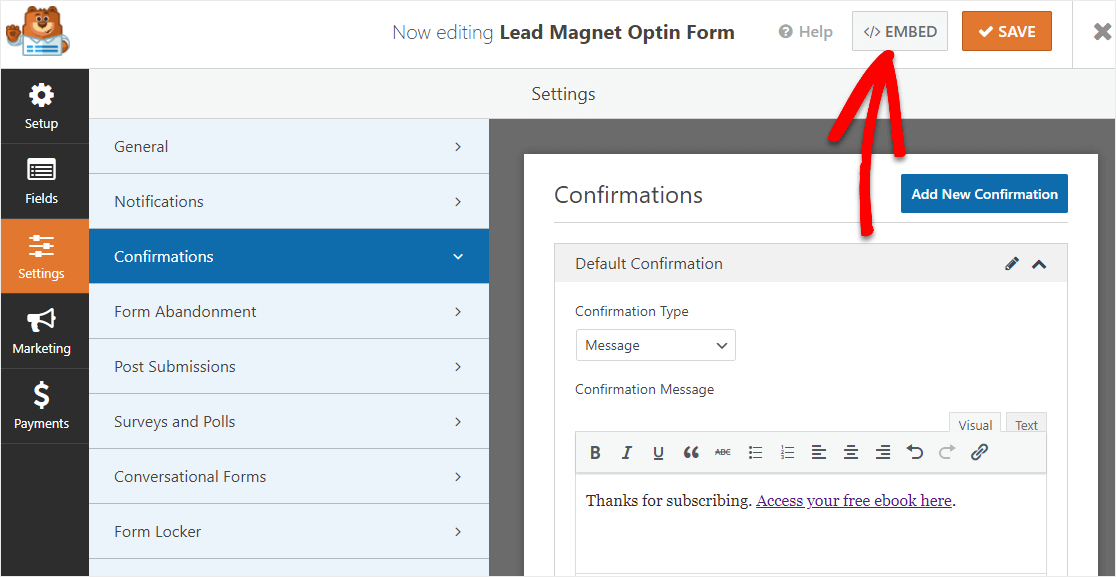 menyematkan formulir ke situs web