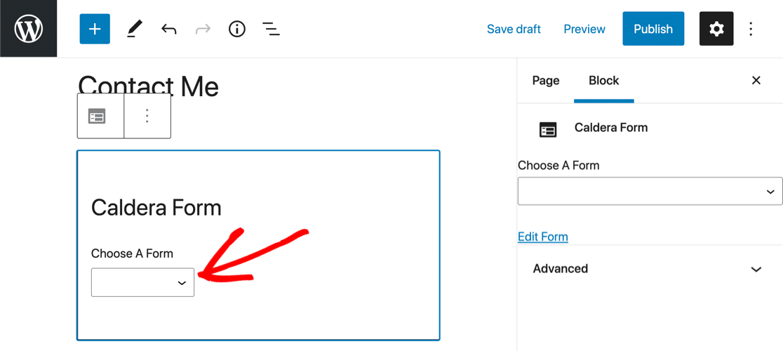 Editor blok Caldera Forms