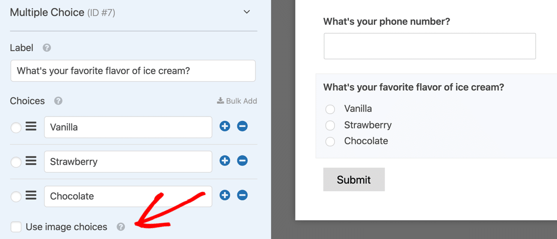Casilla de verificación de imagen de opción múltiple de WPForms