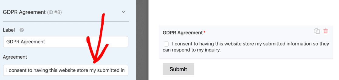 Accordo GDPR in WPForms