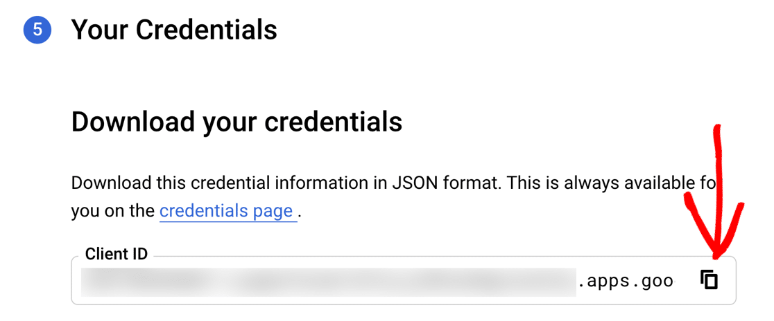 Skopiuj identyfikator klienta w Google Cloud Console