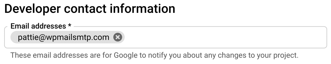 Установить адрес электронной почты разработчика в Google Cloud