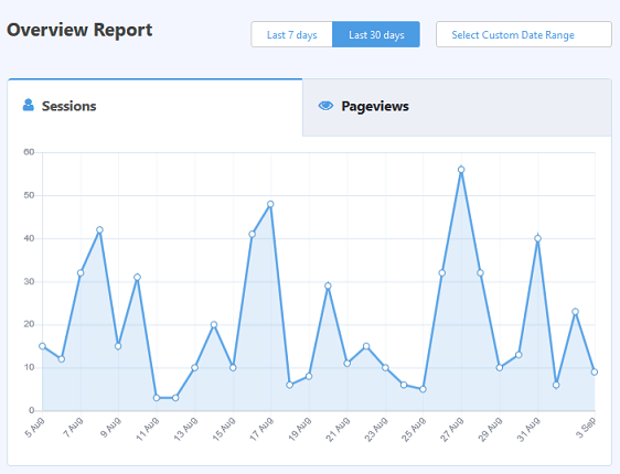 跟踪網站流量 wordpress 的monsterinsights 概覽報告