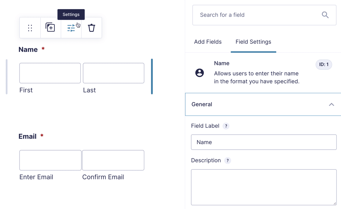 Configuración del campo Gravity Forms