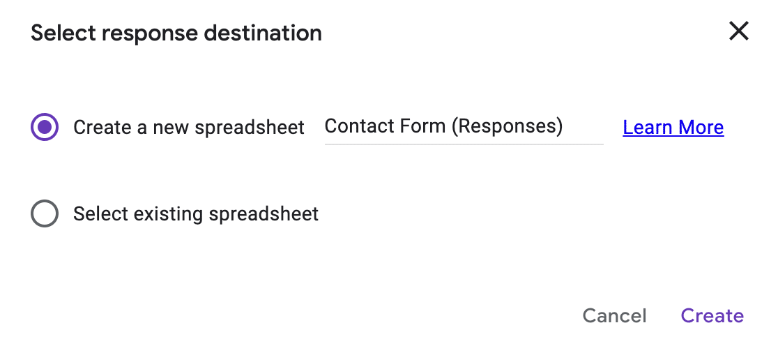 Feuille de calcul Google Forms