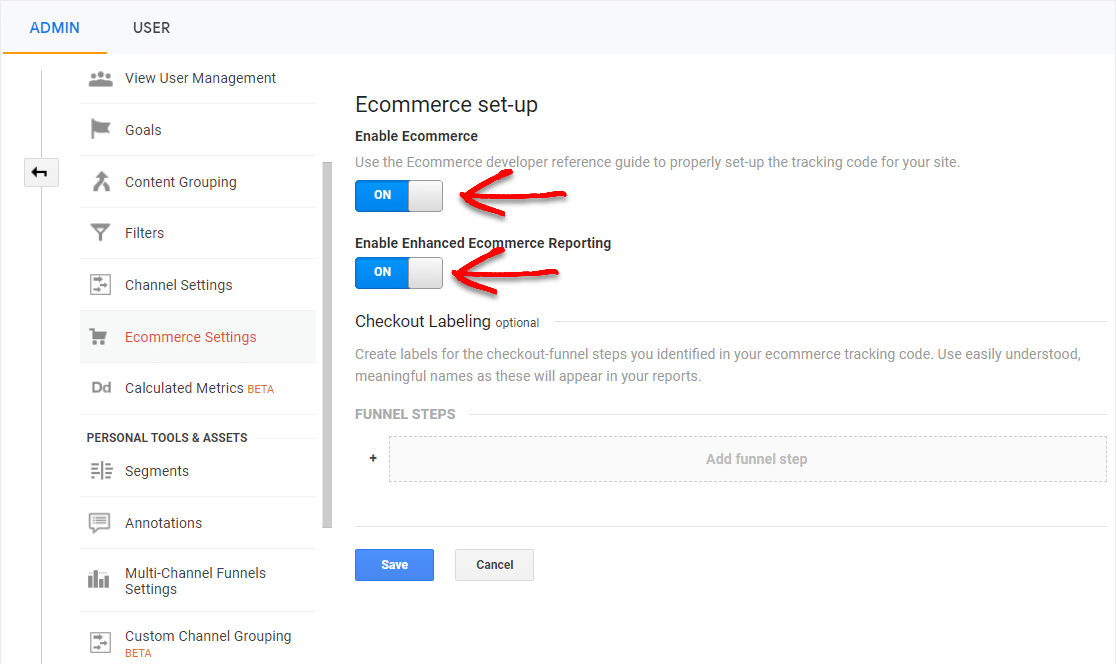 configuração do google analytics de comércio eletrônico para comércio eletrônico