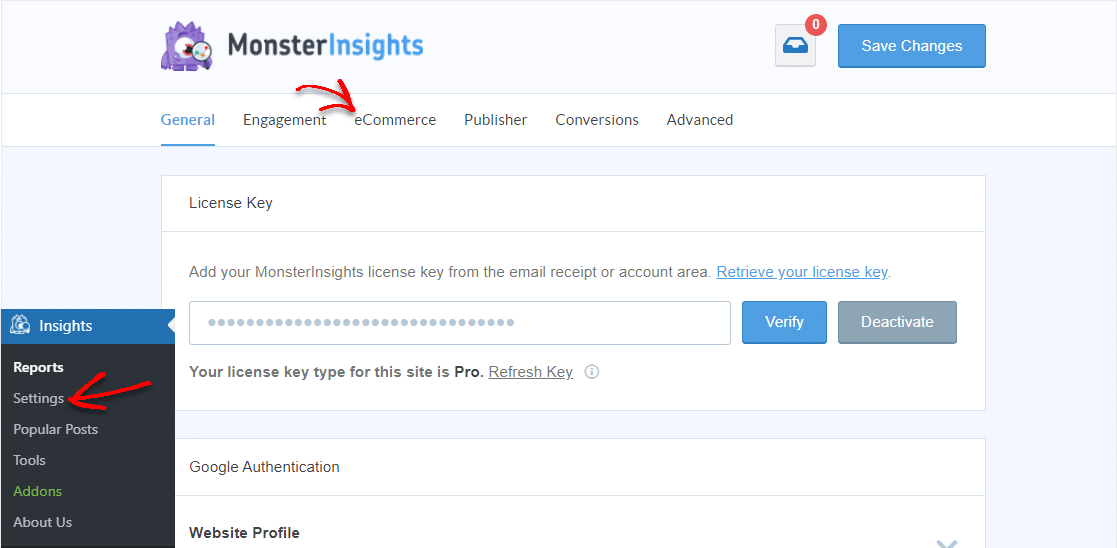 activați urmărirea comerțului electronic Google Analytics