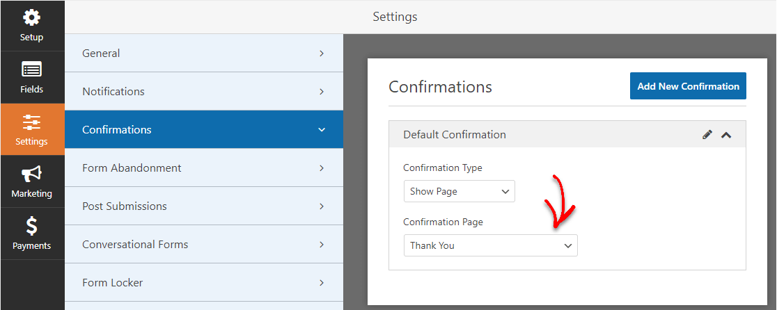 wordpress formunda teşekkür sayfası örneklerini göster.