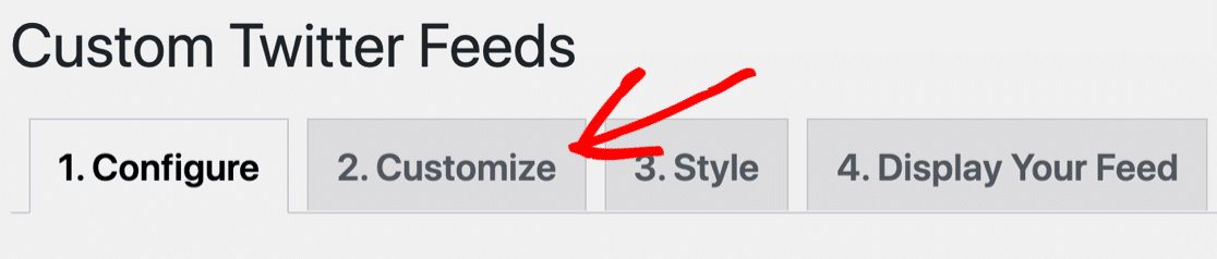 Cliquez sur l'onglet Personnaliser du flux Twitter
