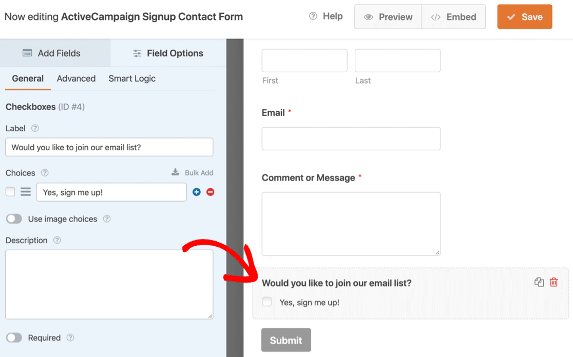 Modello di modulo ActiveCampaign in WPForms