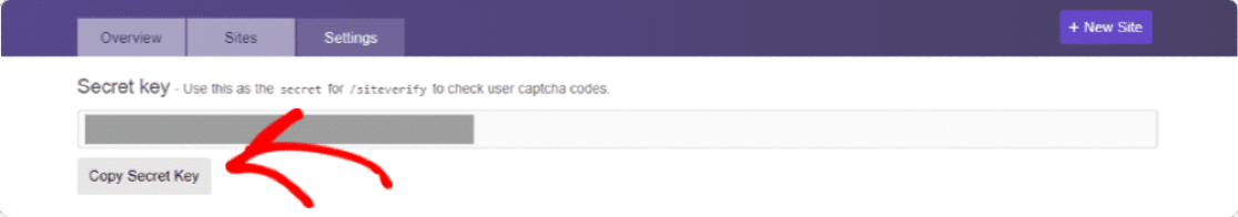 Секретный ключ аккаунта hCaptcha