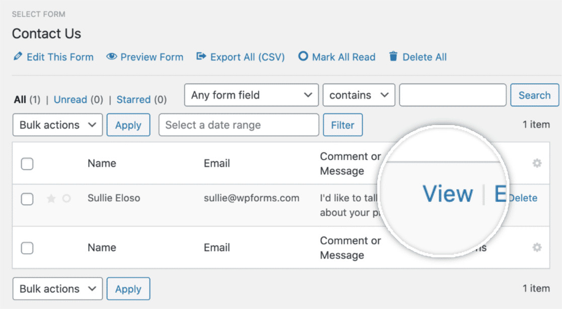 รายละเอียดการเดินทางของผู้ใช้คนเดียวใน wpforms