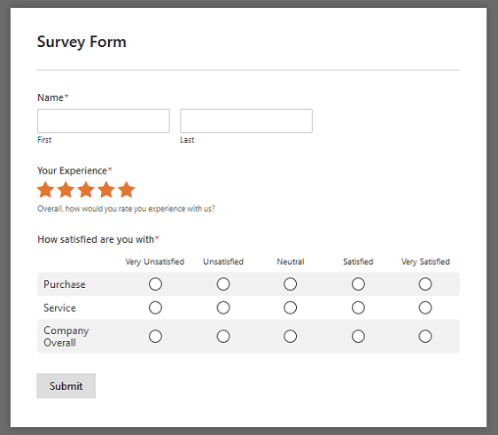 เทมเพลตแบบฟอร์มแบบสำรวจ WPForms