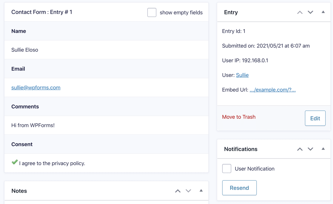 Entrada de formularios de gravedad