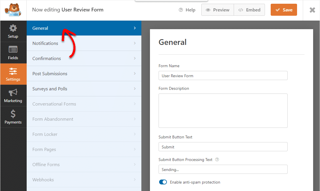 Fügen Sie den Site-Einstellungen ein Formular zur Benutzerbewertung hinzu.