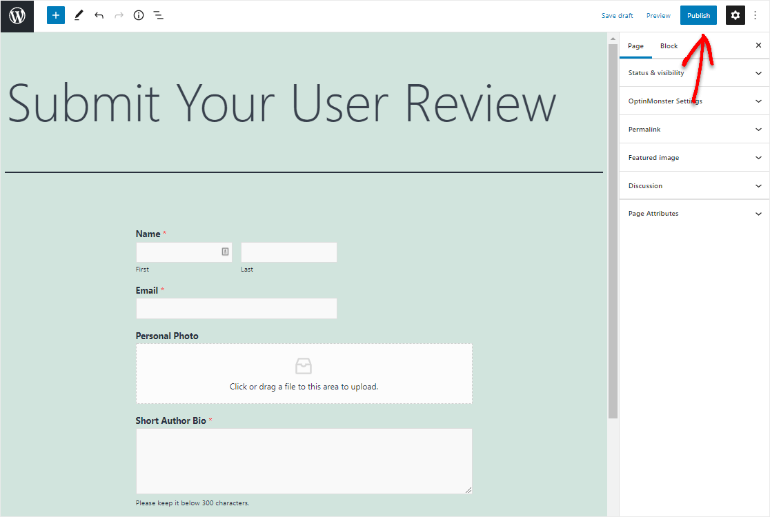 yayınladıktan sonra formla siteye kullanıcı incelemesi ekleyin