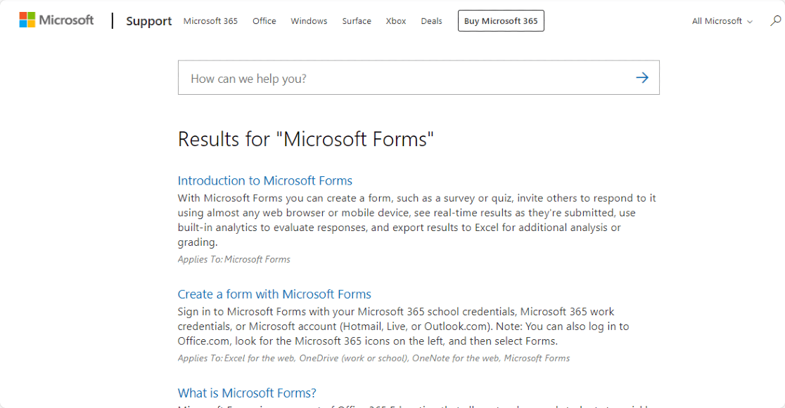 Microsoft-Forms-支持