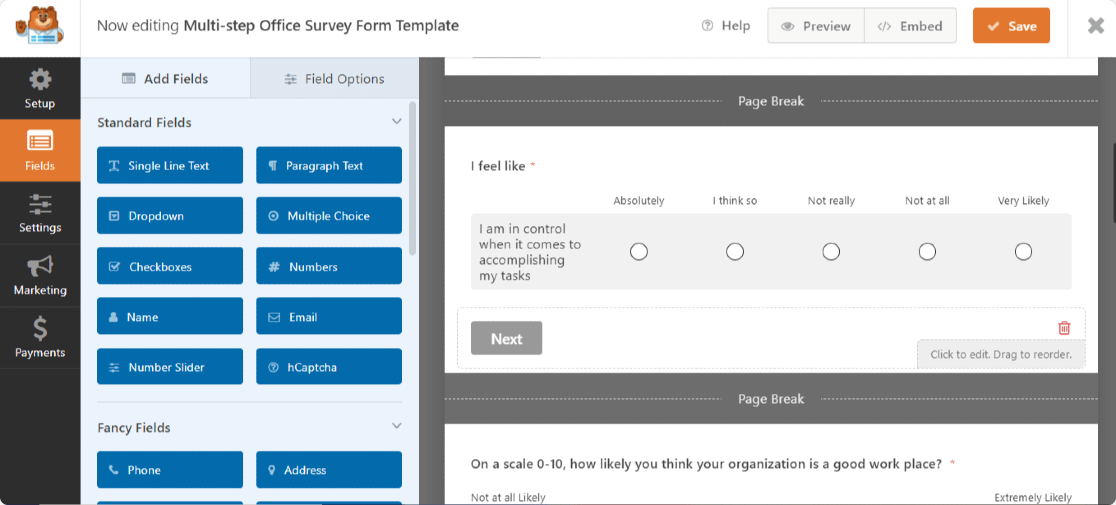 WPForms- منشئ النماذج