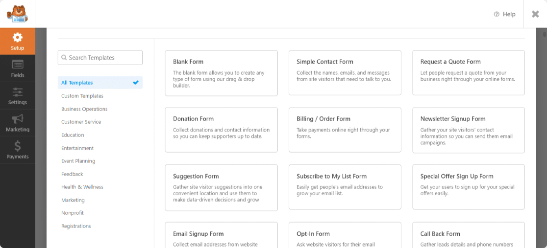 WPForms- قالب- مكتبة