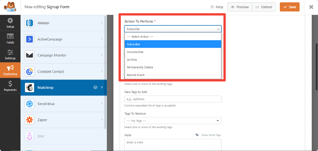 WPForms-mailchimp-addon-características