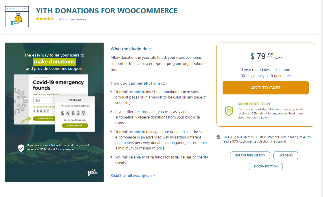 y con el complemento de donaciones de wordpress woocommerce