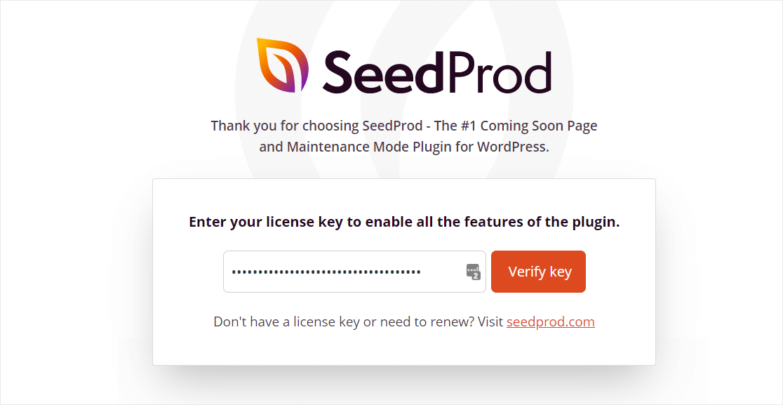 ключ активации seedprod для создания страницы благодарности