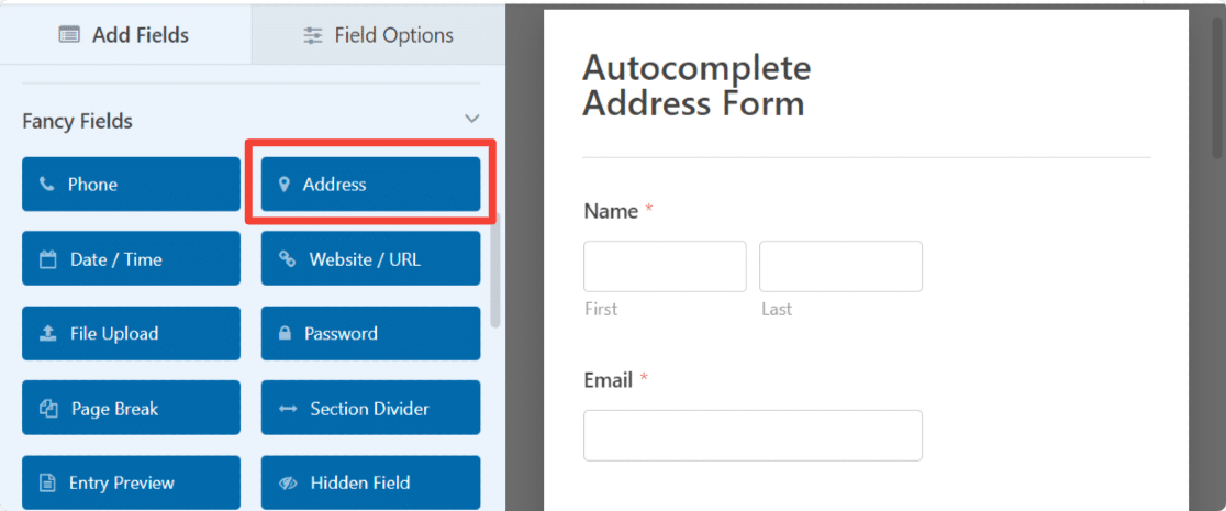 Ajouter un champ d'adresse à WPForms