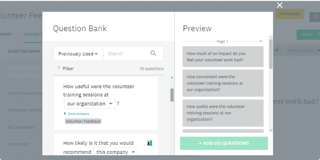 Surveymonkey กับ mailchimp: surveymonkey-question-bank