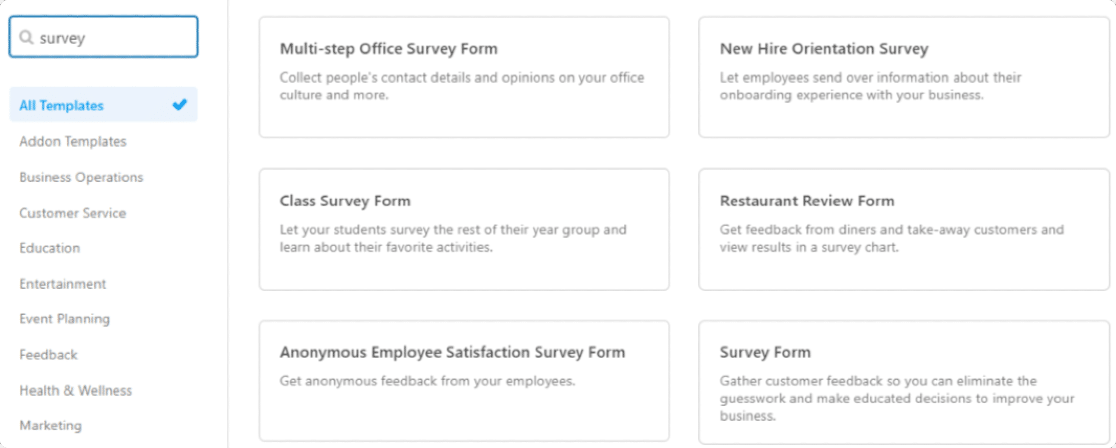 wpforms-survei-templat