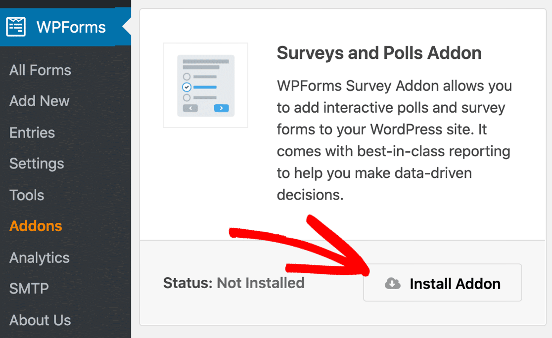 Instal alat survei online WPForms