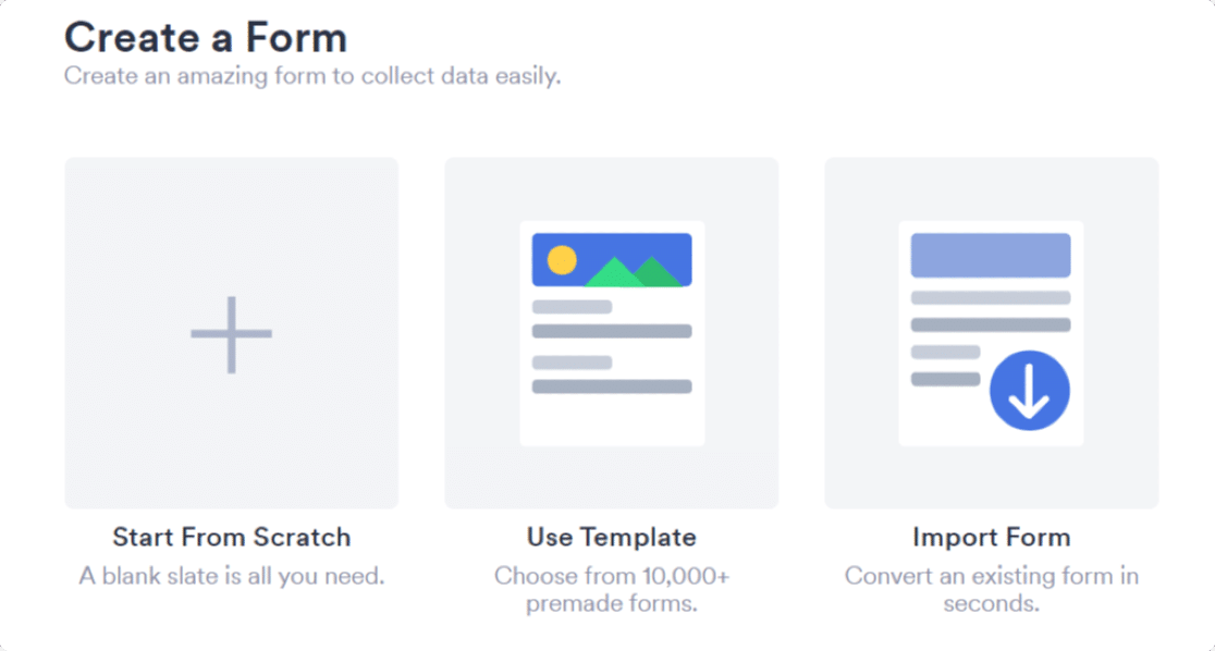 opciones de jotform