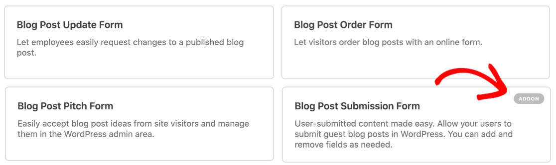 WPForms의 블로그 게시물 템플릿