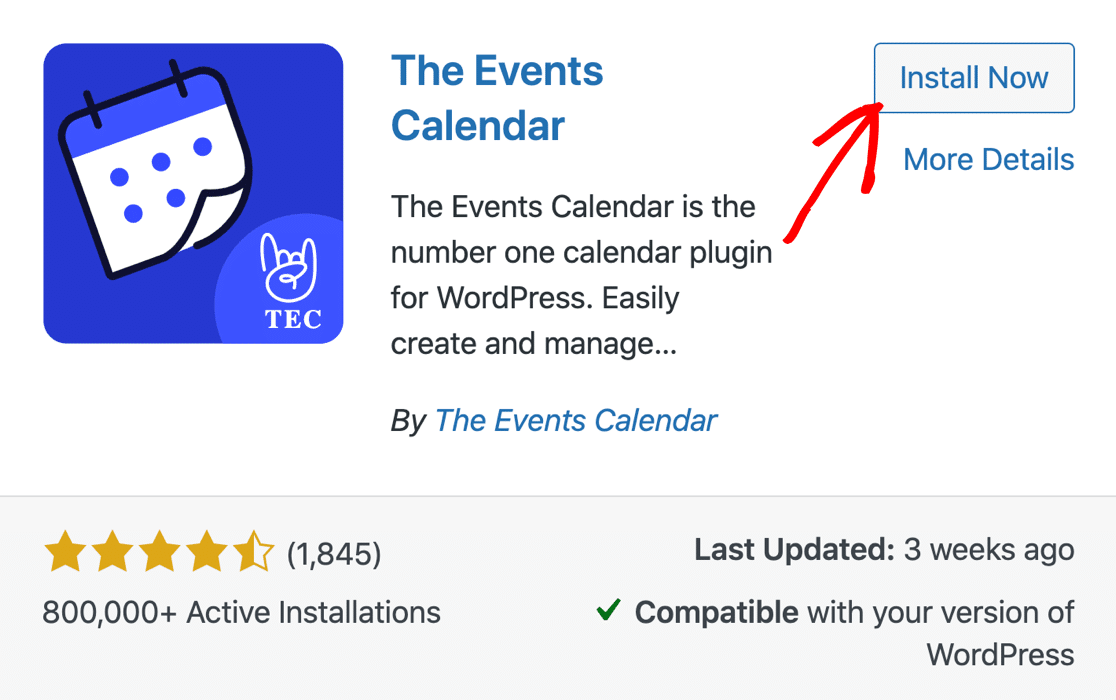 Installer le plugin Calendrier des événements